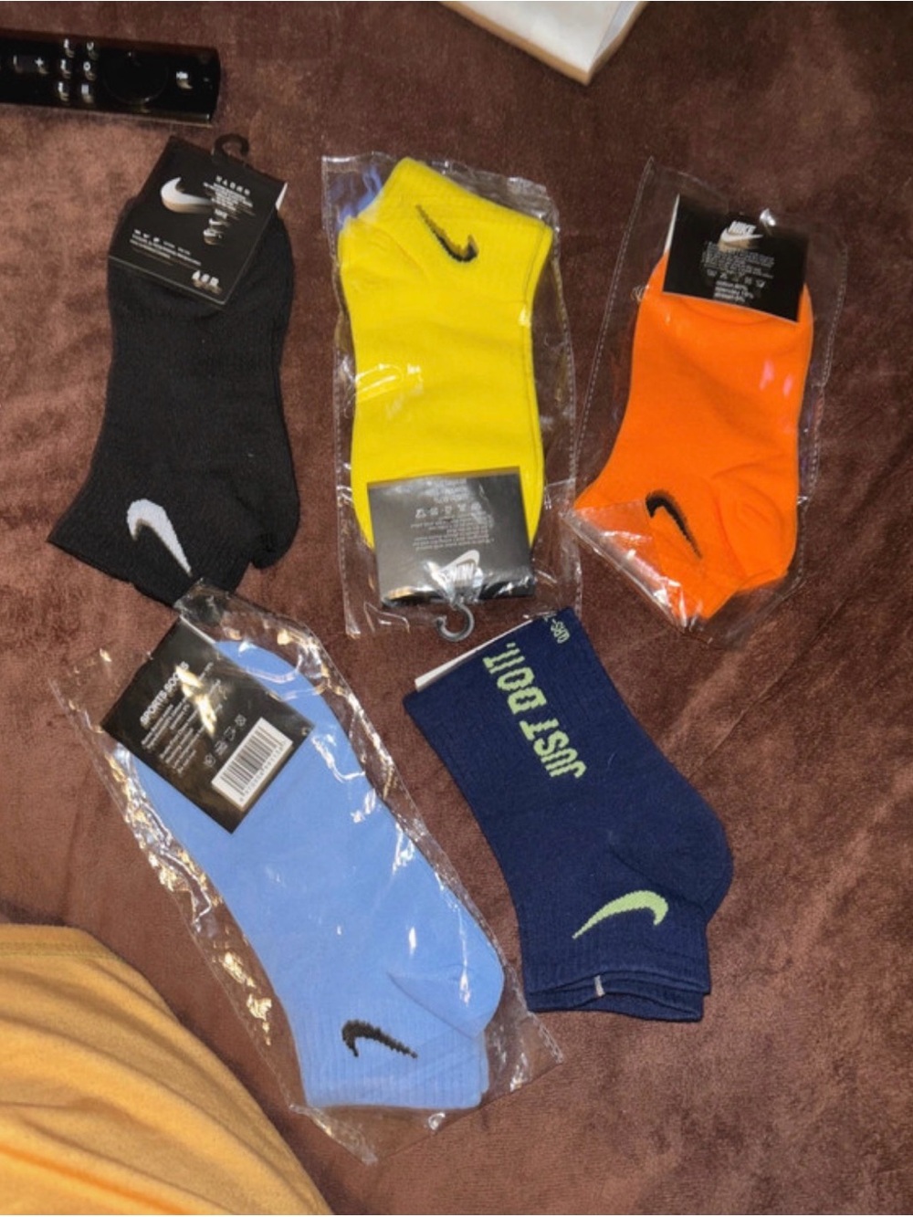 Nike Men's Ankle Socks Pack - Black, Yellow, Orange, Light Blue, Navy